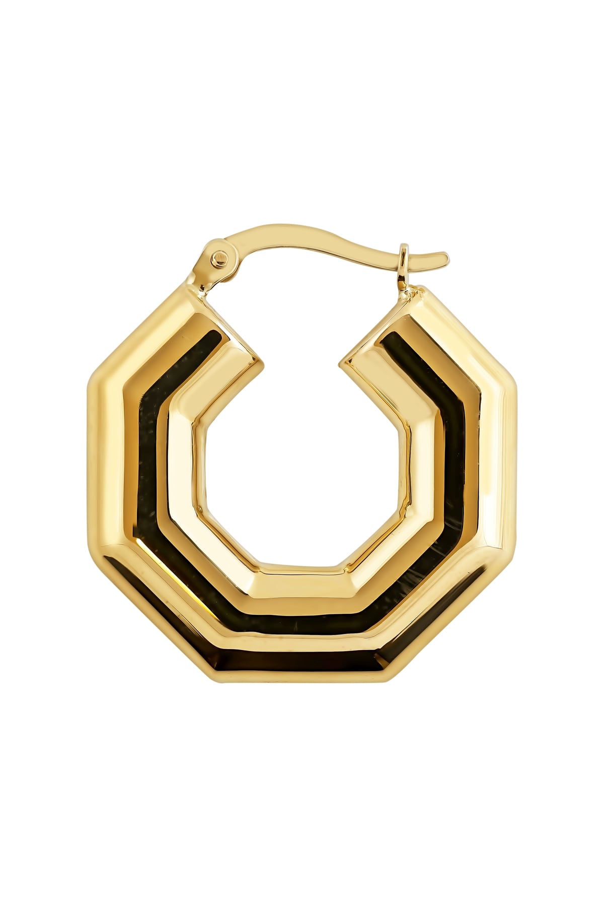 Puffy Octagonal Hoop Earrings In 9 Carat Yellow Gold available from LeGassick Fine Jewellery, Gold Coast, Australia. Showrooms at Pacific Fair and Runaway Bay Centre.