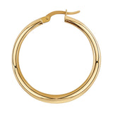 Round to Flat Hoop Earrings In 9 Carat Yellow Gold available from LeGassick Fine Jewellery, Gold Coast, Australia. Showrooms at Pacific Fair and Runaway Bay Centre.