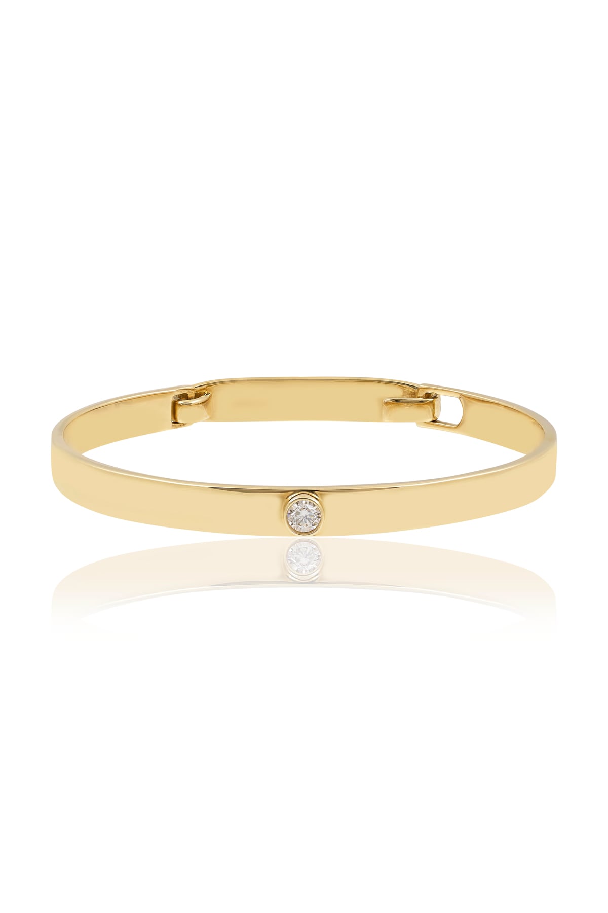 Single Diamond Set Bangle In 9 Carat Yellow Gold available from LeGassick Fine Jewellery, Gold Coast, Australia. Showrooms at Pacific Fair and Runaway Bay Centre.
