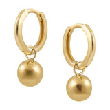 Yellow Gold Sliding Ball Drop on Plain Huggie Earrings from LeGassick Jewellery, Gold Coast, Australia.