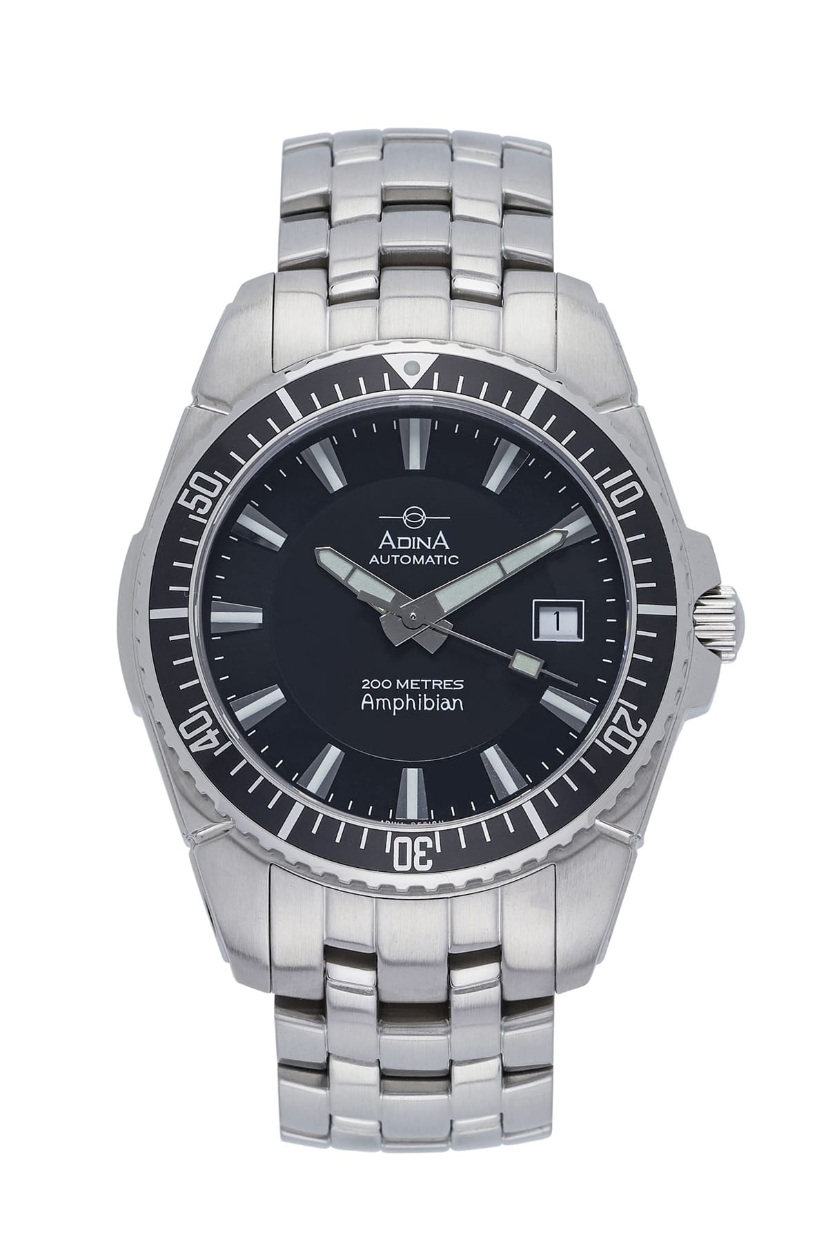 Adina Amphibian Automatic Dive Watch In Silver & Black available from LeGassick Fine Jewellery, Gold Coast, Australia.