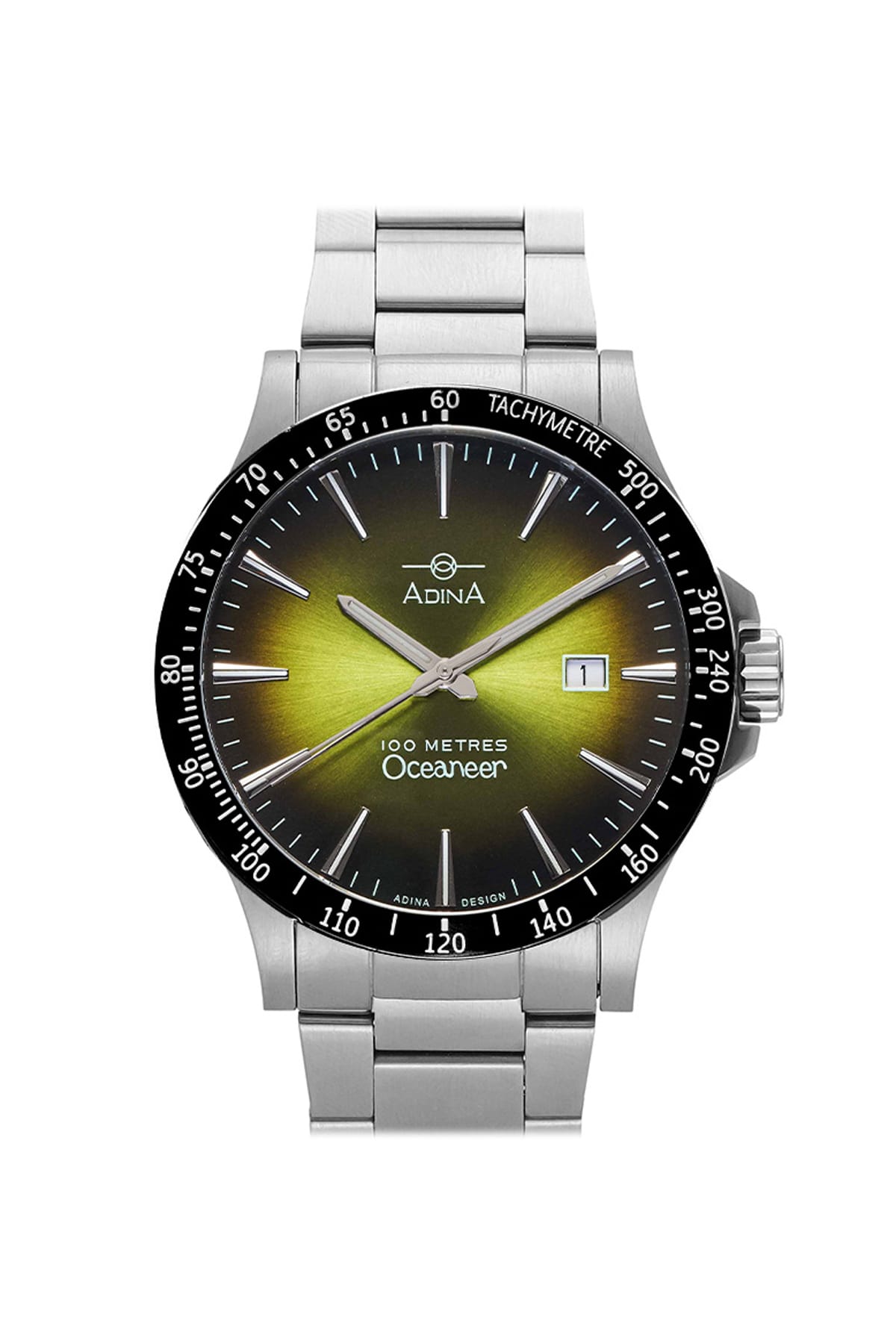 Adina Automatic Oceaneer Sports Watch with Sunray Green Dial available from LeGassick Fine Jewellery.