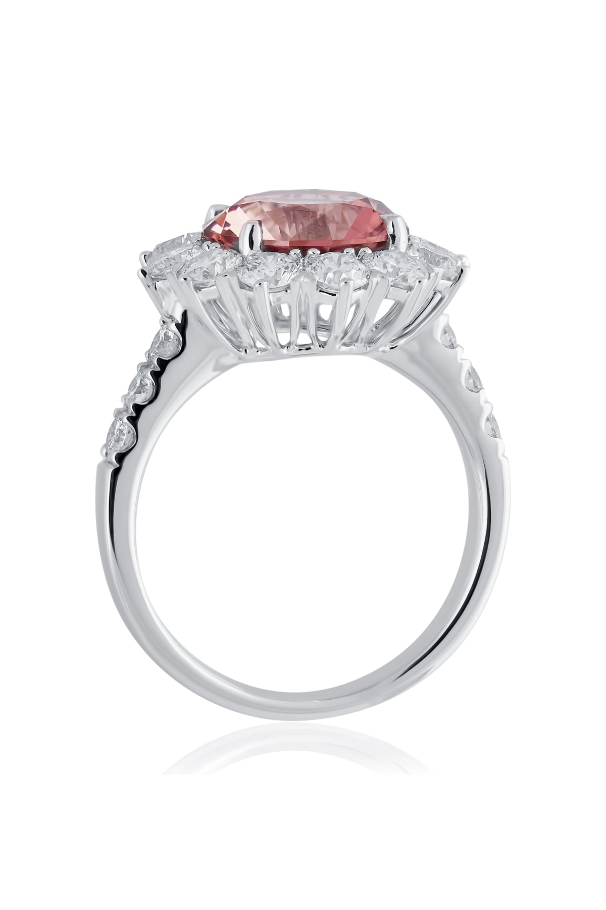 Blush Pink Tourmaline Ring With Diamond Halo from LeGassick.