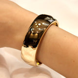 Yellow Gold Designer Wide Italian Hinged Bangle  from LeGassick Fine Jewellery, Gold Coast, Australia.