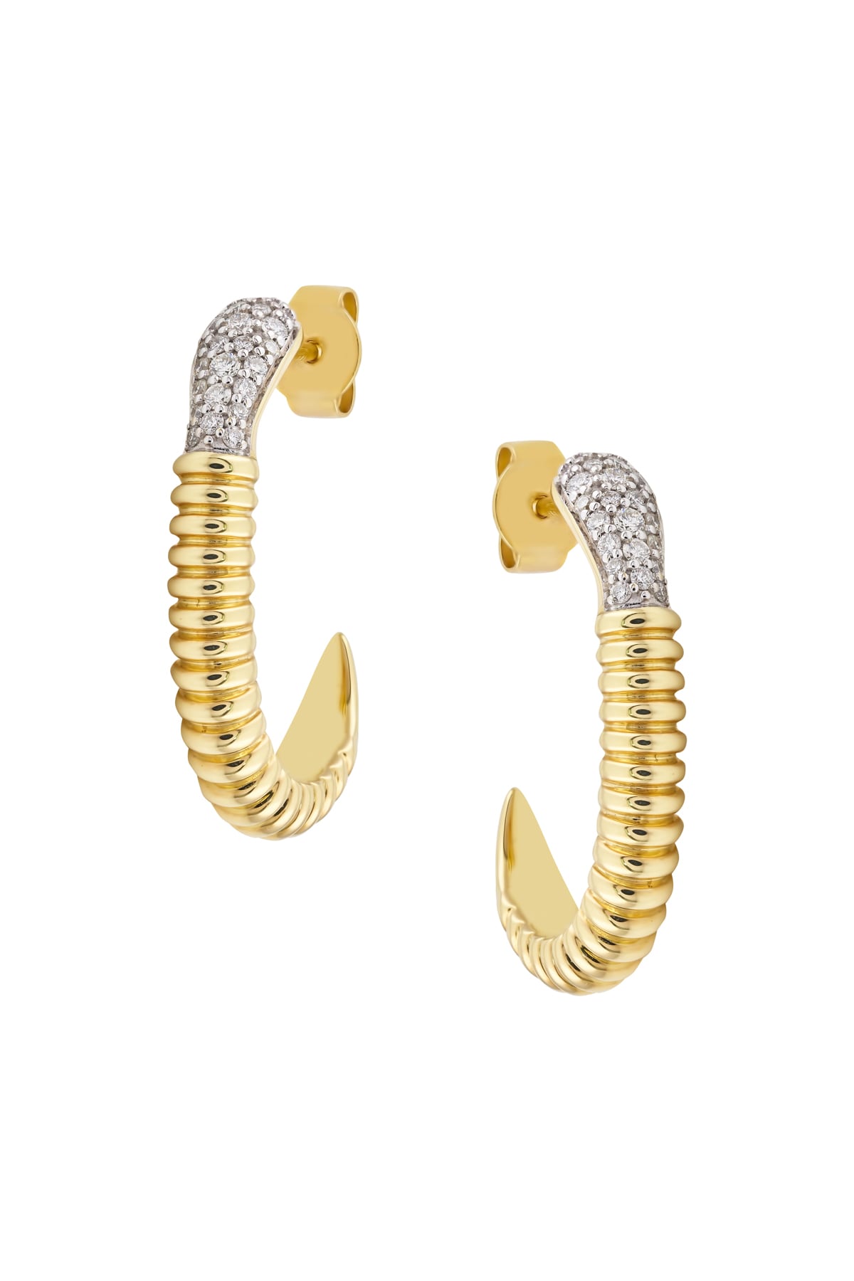 Diamond Half Hoop Earrings in Yellow Gold from LeGassick Jewellery.