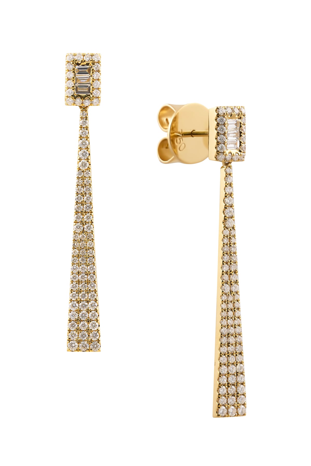 Diamond Set Drop Bar Style Stud Earrings in 18k Yellow Gold from LeGassick Jewellery Gold Coast, Australia.