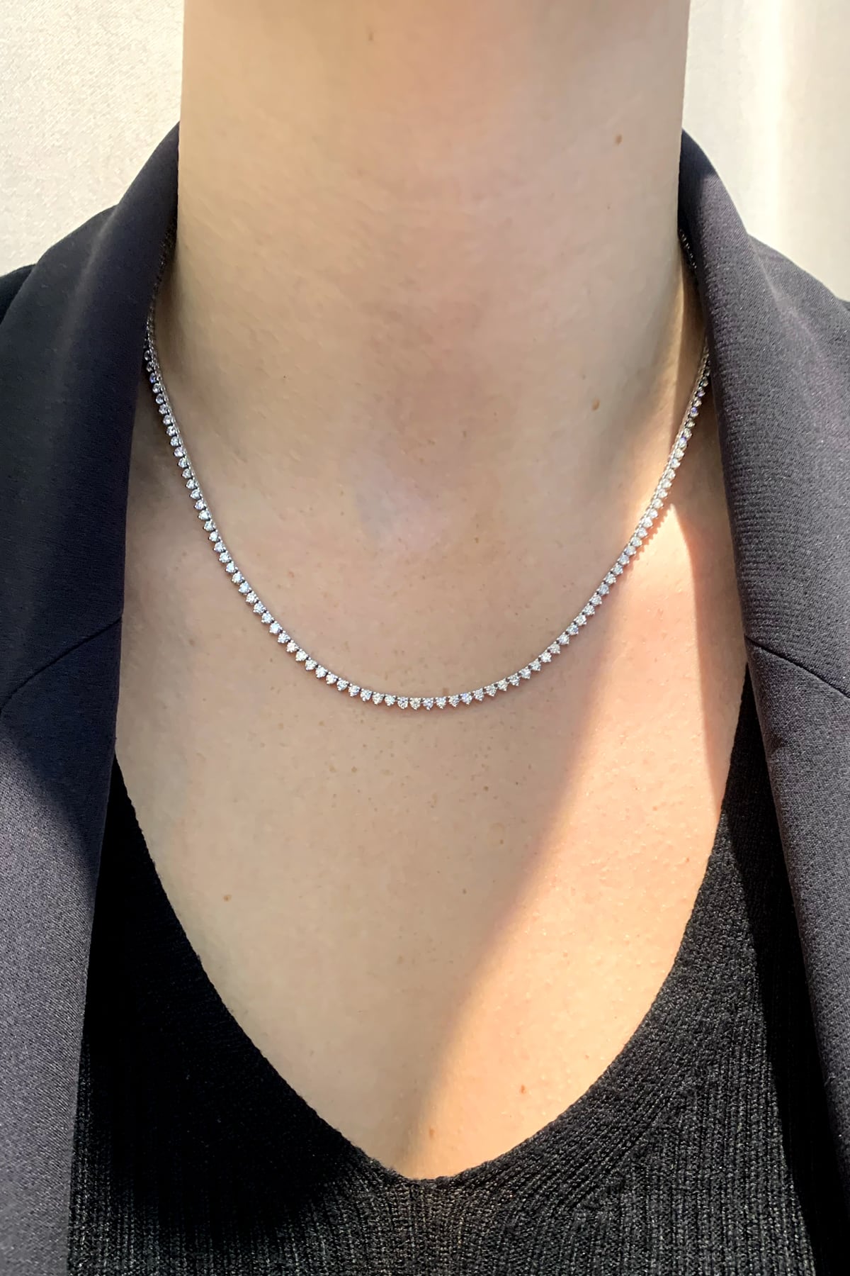Diamond Tennis Necklace In 9 Carat White Gold from LeGassick Jewellery, Gold Coast, Australia.