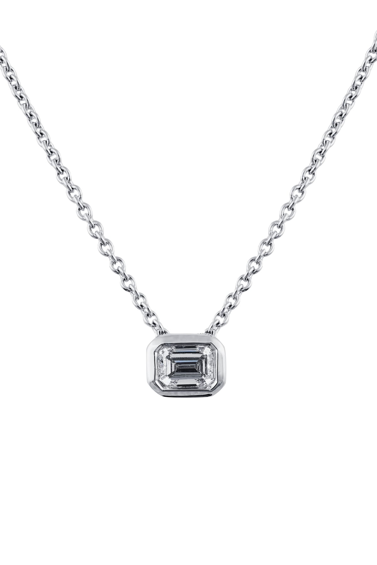 Emerald Cut Diamond Slider Pendant and Chain in 9ct White Gold from LeGassick Jewellery Gold Coast, Australia.