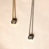 Emerald Cut Diamond Slider Pendant and Chain in 9ct Yellow Gold from LeGassick Jewellery Gold Coast, Australia.
