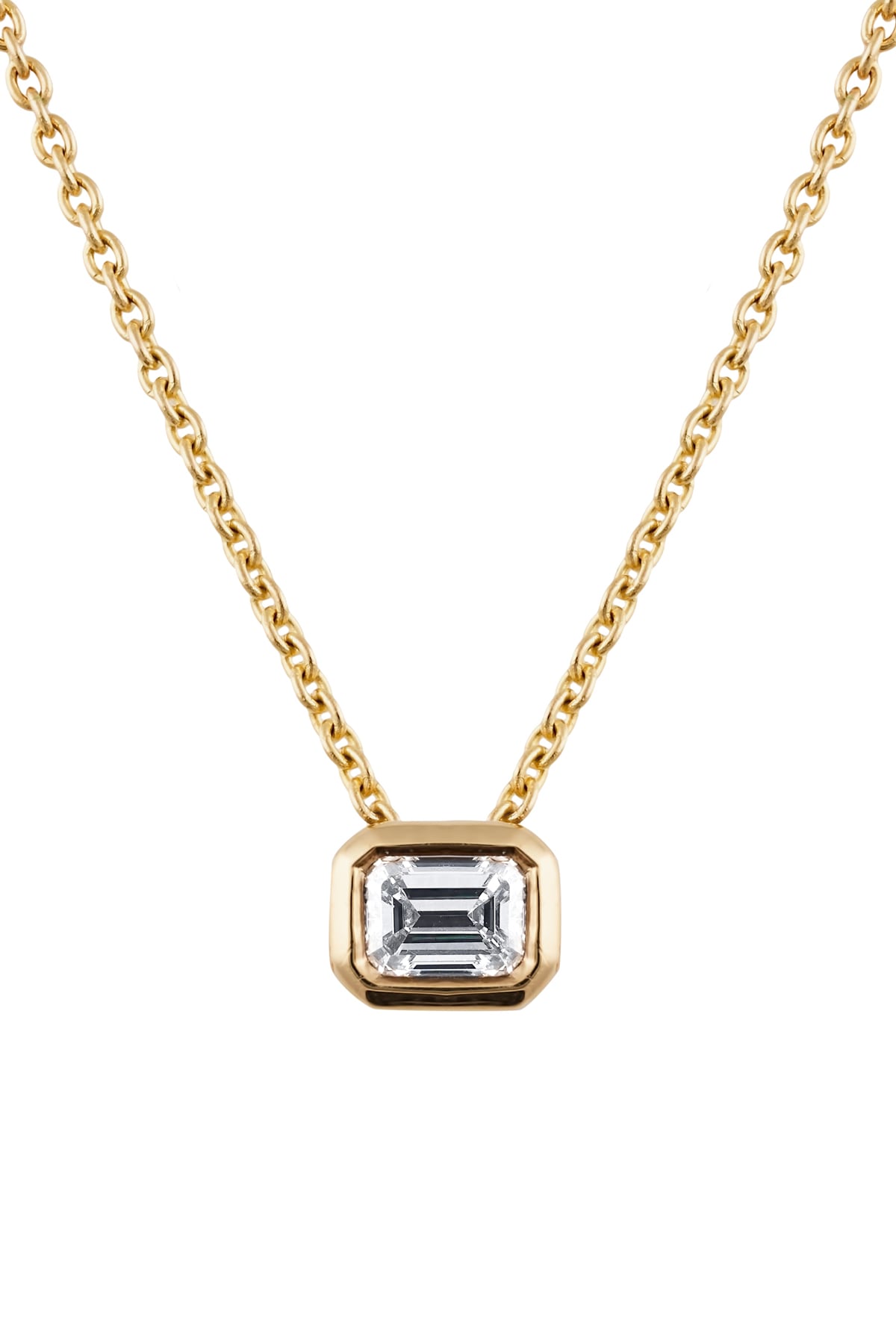 Emerald Cut Diamond Slider Pendant and Chain in 9ct Yellow Gold from LeGassick Jewellery Gold Coast, Australia.