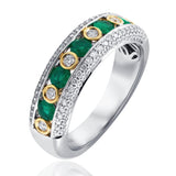 Emerald and Diamond Dress Ring In 18ct White And Yellow Gold available from LeGassick Jewellery, Gold Coast, Australia. Showrooms at Pacific Fair and Runaway Bay Centre.