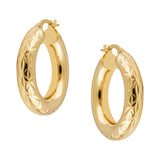 Italian Pattern Hoop Earrings in 14k Yellow Gold from LeGassick Jewellery Gold Coast, Australia.