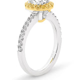 Lucy is a stunning 1 carat white diamond ring with a yellow diamond halo. Part of the Beyond Luxury Collection from LeGassick.