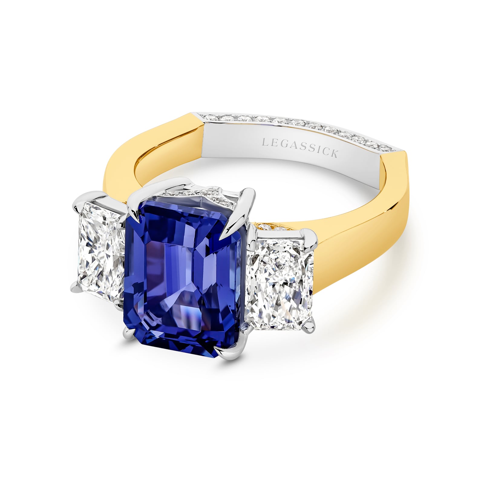Mary Lee is a breathtaking 4.47ct tanzanite & diamond ring set in yellow and white gold. She was designed and handcrafted by LeGassick's Master Jewellers and a member of the Beyond Luxury Collection.