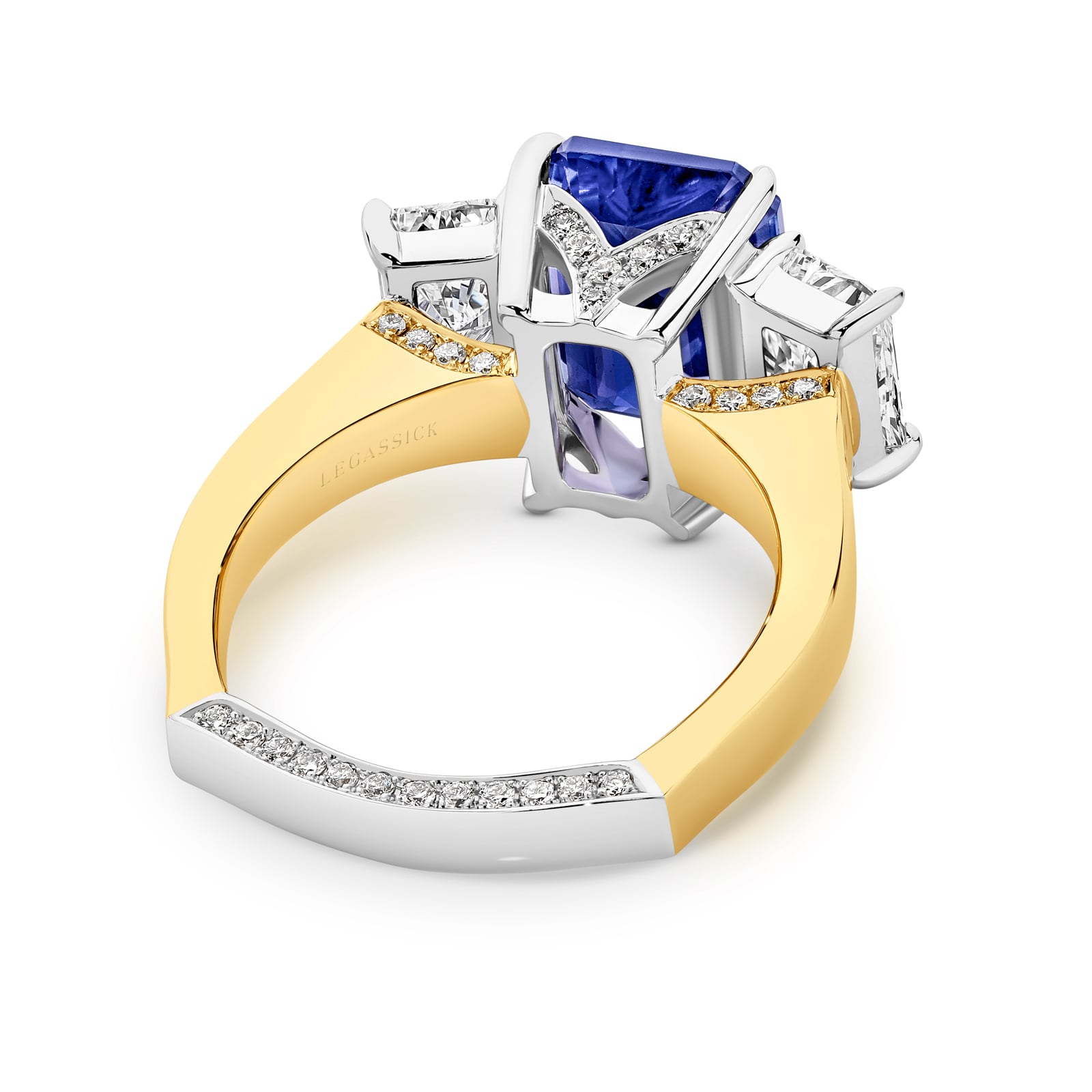 Mary Lee is a breathtaking 4.47ct tanzanite & diamond ring set in yellow and white gold. She was designed and handcrafted by LeGassick's Master Jewellers and a member of the Beyond Luxury Collection.