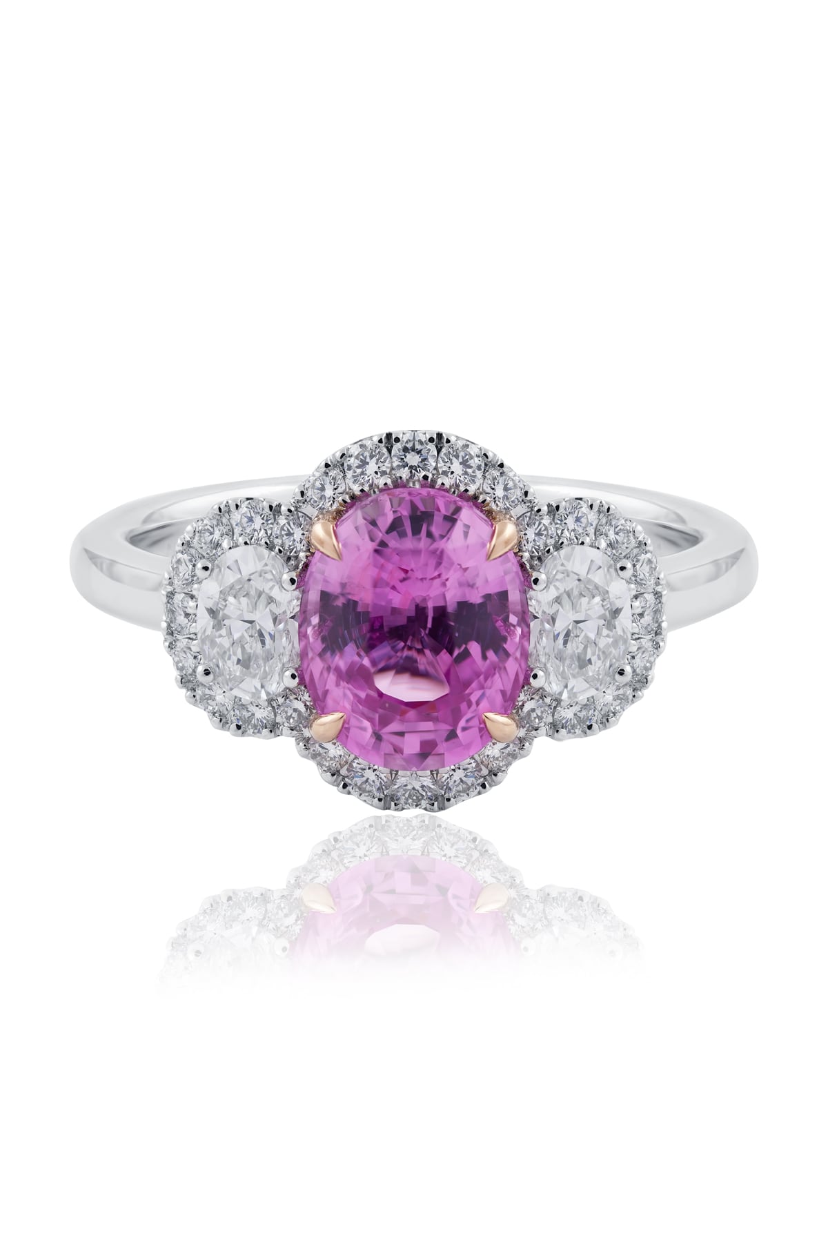Natural Oval Pink Sapphire & Diamond Ring from LeGassick Jewellery Gold Coast.