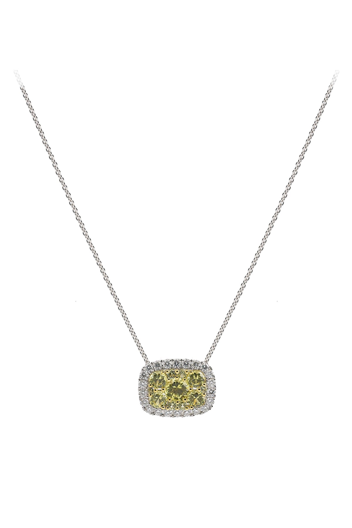 Natural Yellow Sapphire & Diamond Halo Pendant from LeGassick.