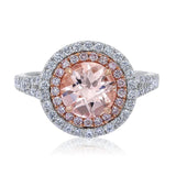 Pink Morganite & Diamond Double Halo Ring available from LeGassick Fine Jewellery, Gold Coast, Australia. Showrooms at Pacific Fair and Runaway Bay Centre.