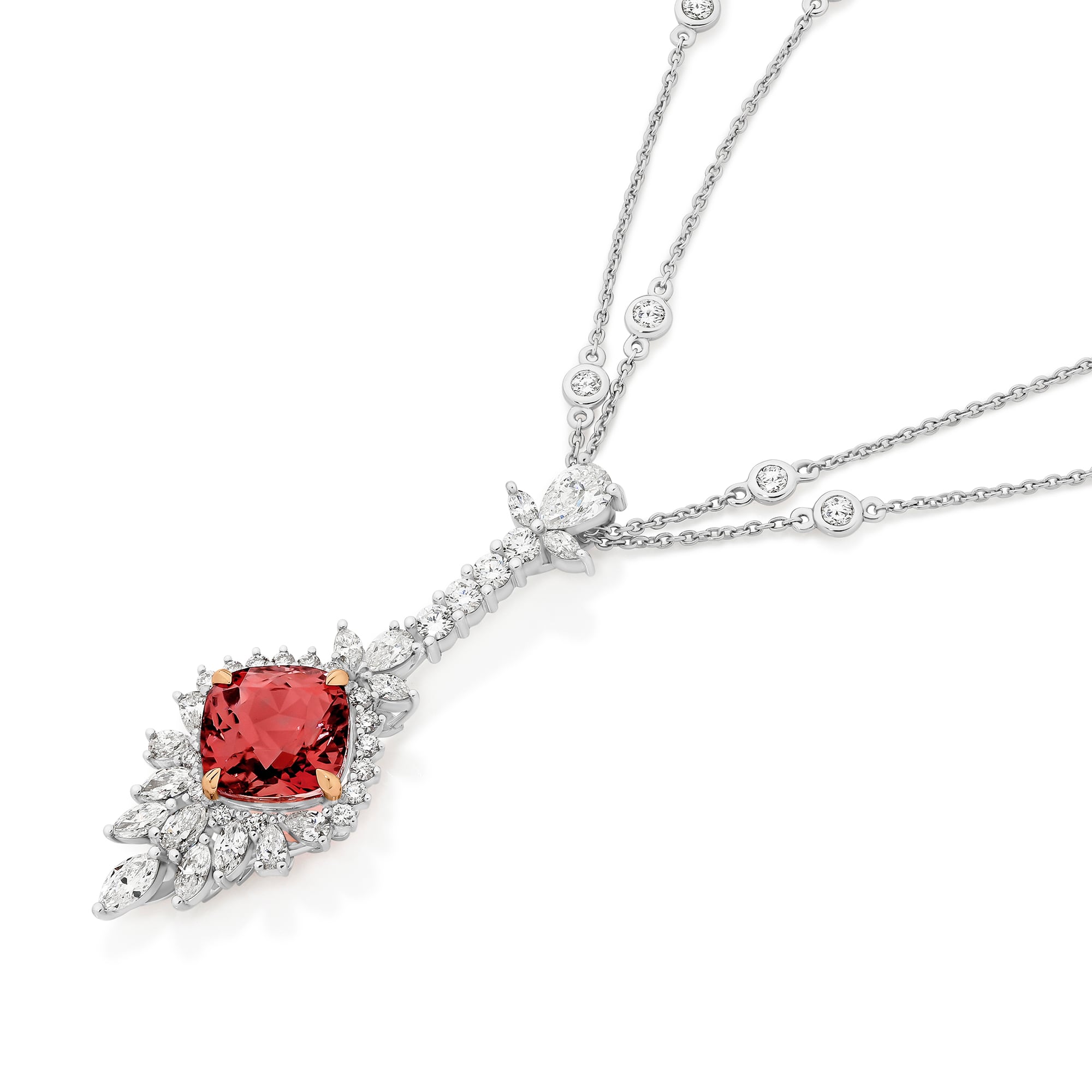 Raquel is a captivating 4.63ct blush tourmaline and diamond ring. She was designed and handcrafted by LeGassick's Master Jewellers and a member of the Beyond Luxury Collection.