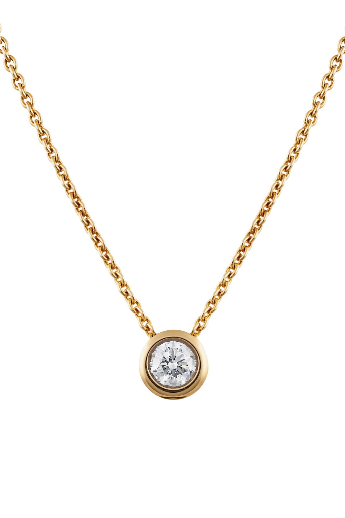 Round Brilliant-Cut Bezel Set Diamond Slider Pendant and chain in 9ct Yellow Gold from LeGassick Jewellery Gold Coast, Australia.