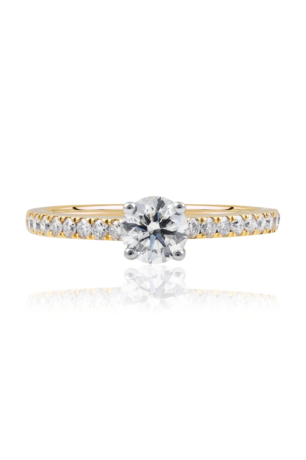 Round Brilliant Cut Diamond Engagement Ring In 18ct Yellow And White Gold available from LeGassick Jewellery, Gold Coast, Australia.