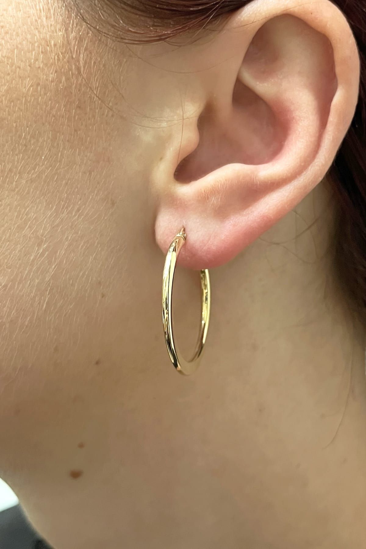 Round to Flat Hoop Earrings In 9 Carat Yellow Gold available from LeGassick Fine Jewellery, Gold Coast, Australia. Showrooms at Pacific Fair and Runaway Bay Centre.
