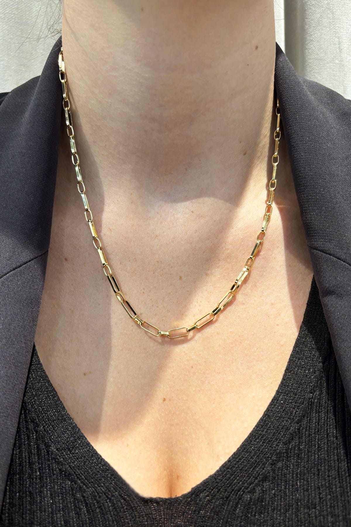 Solid Small Paper Clip 1+1 Style 50cm Chain 10.9g In 9 Carat Yellow Gold available from LeGassick Fine Jewellery, Gold Coast, Australia. Showrooms at Pacific Fair and Runaway Bay Centre.