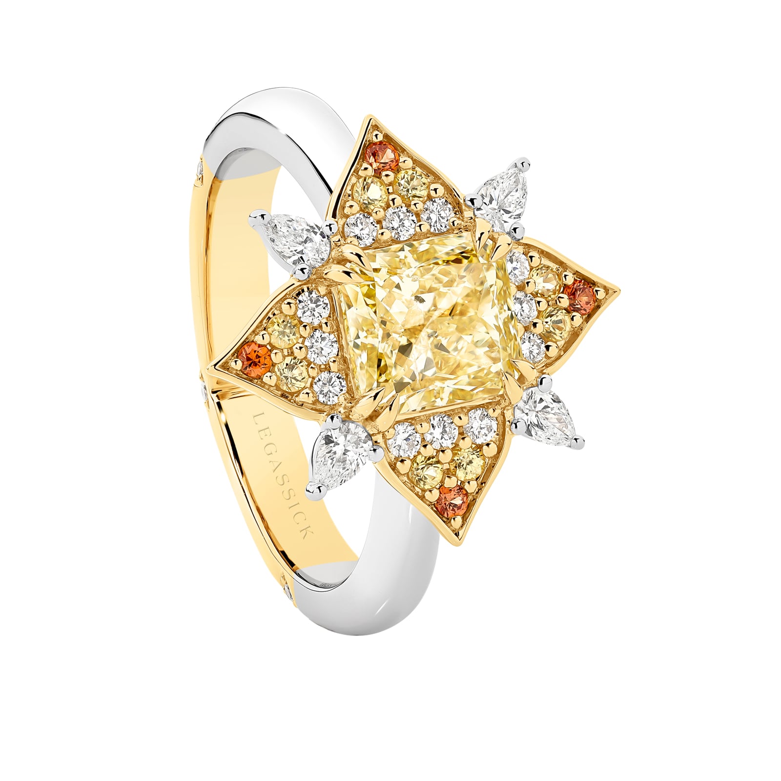 The Stella ring. A 1.5ct natural radiant-cut fancy intense yellow diamond ring. A member of The Beyond Luxury Collection from LeGassick.