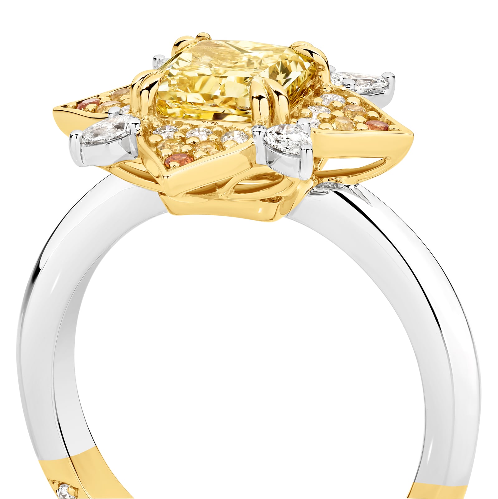 The Stella ring. A 1.5ct natural radiant-cut fancy intense yellow diamond ring. A member of The Beyond Luxury Collection from LeGassick.