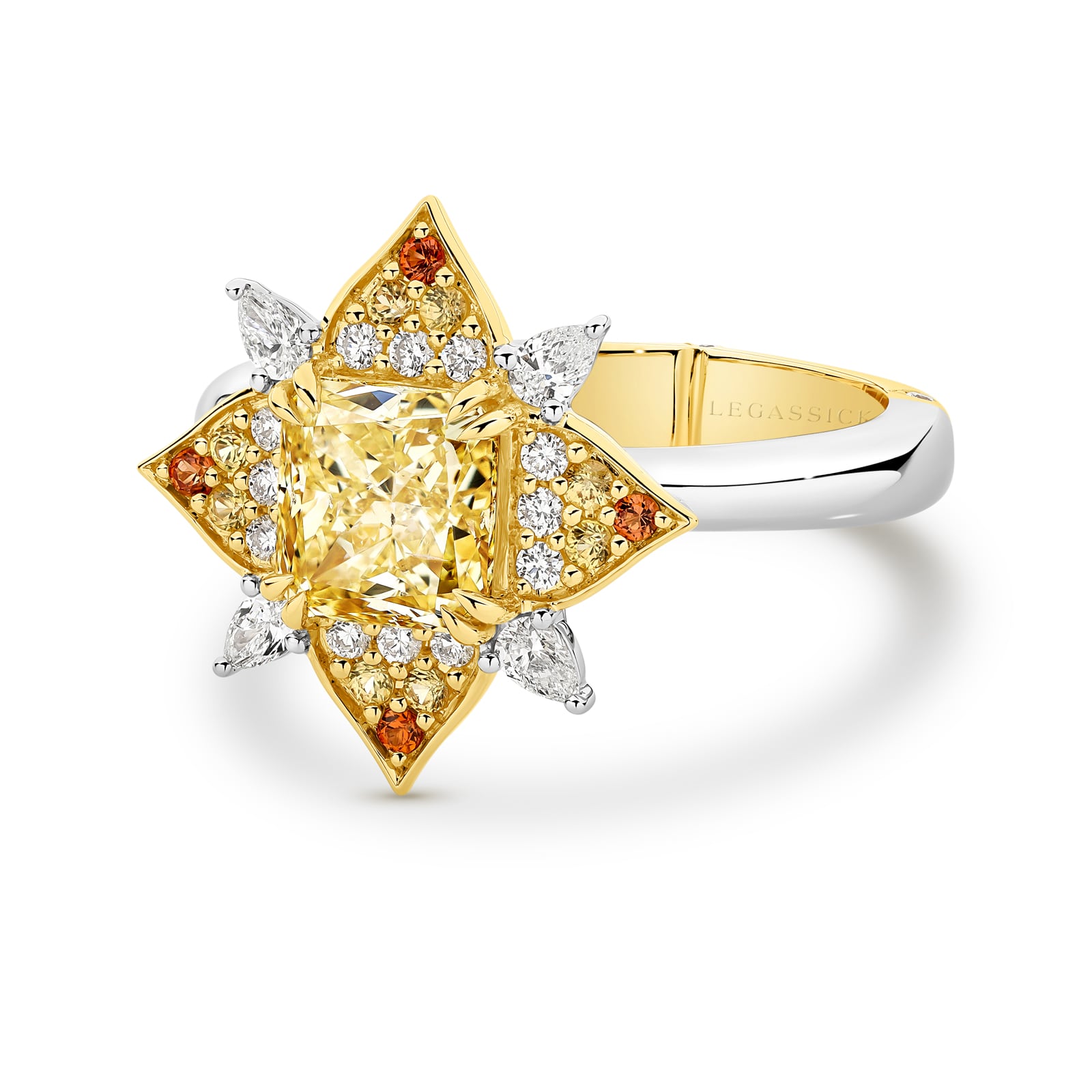 The Stella ring. A 1.5ct natural radiant-cut fancy intense yellow diamond ring. A member of The Beyond Luxury Collection from LeGassick.