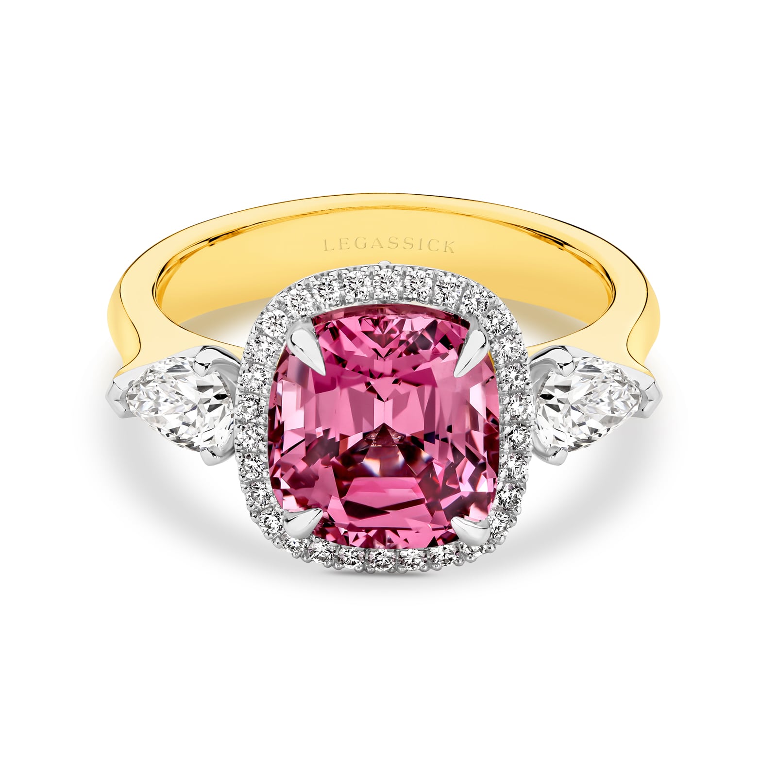 Victoria is a rare and highly desirable 4.16 carat pink Spinel and diamond ring. She was designed and handcrafted by LeGassick's Master Jewellers, Gold Coast, Australia.