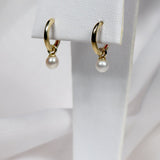 Yellow Gold Plain Huggie Earrings with Pearl Drop from LeGassick Jewellery, Gold Coast, Australia.