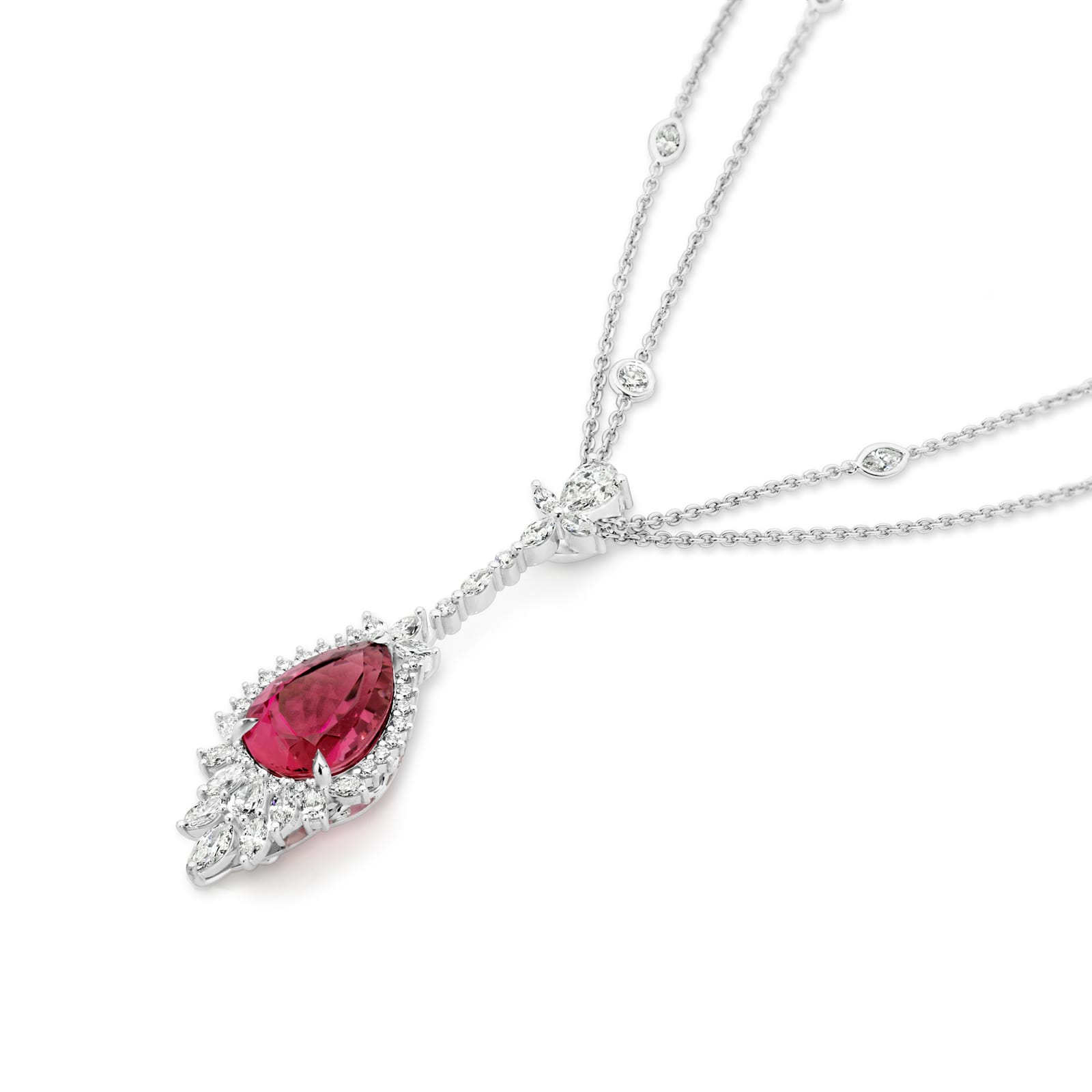 Celeste 6.93ct Pear Cut Natural Pink Tourmaline Pendant part of The Beyond Luxury Collection by LeGassick.
