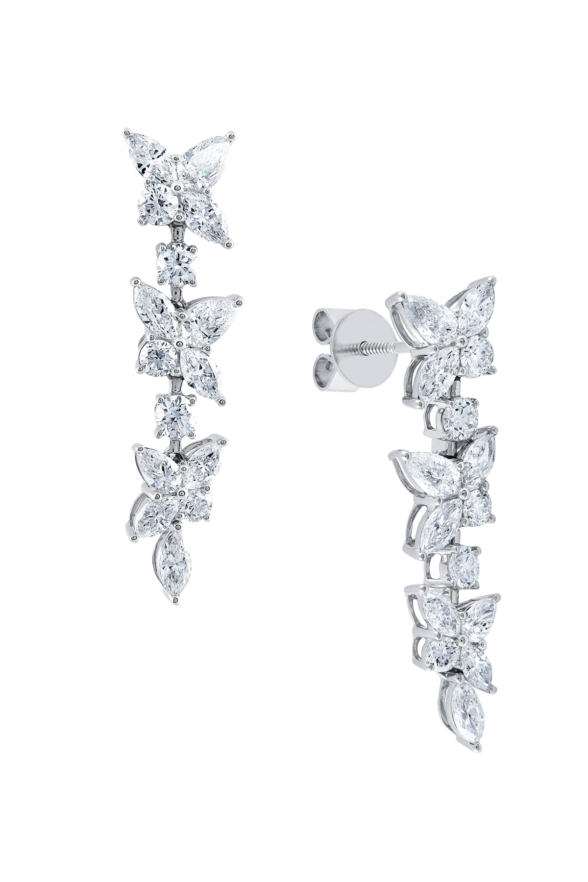 Diamond Set Drop Stud Earrings In 18 Carat White Gold from LeGassick Jewellers.