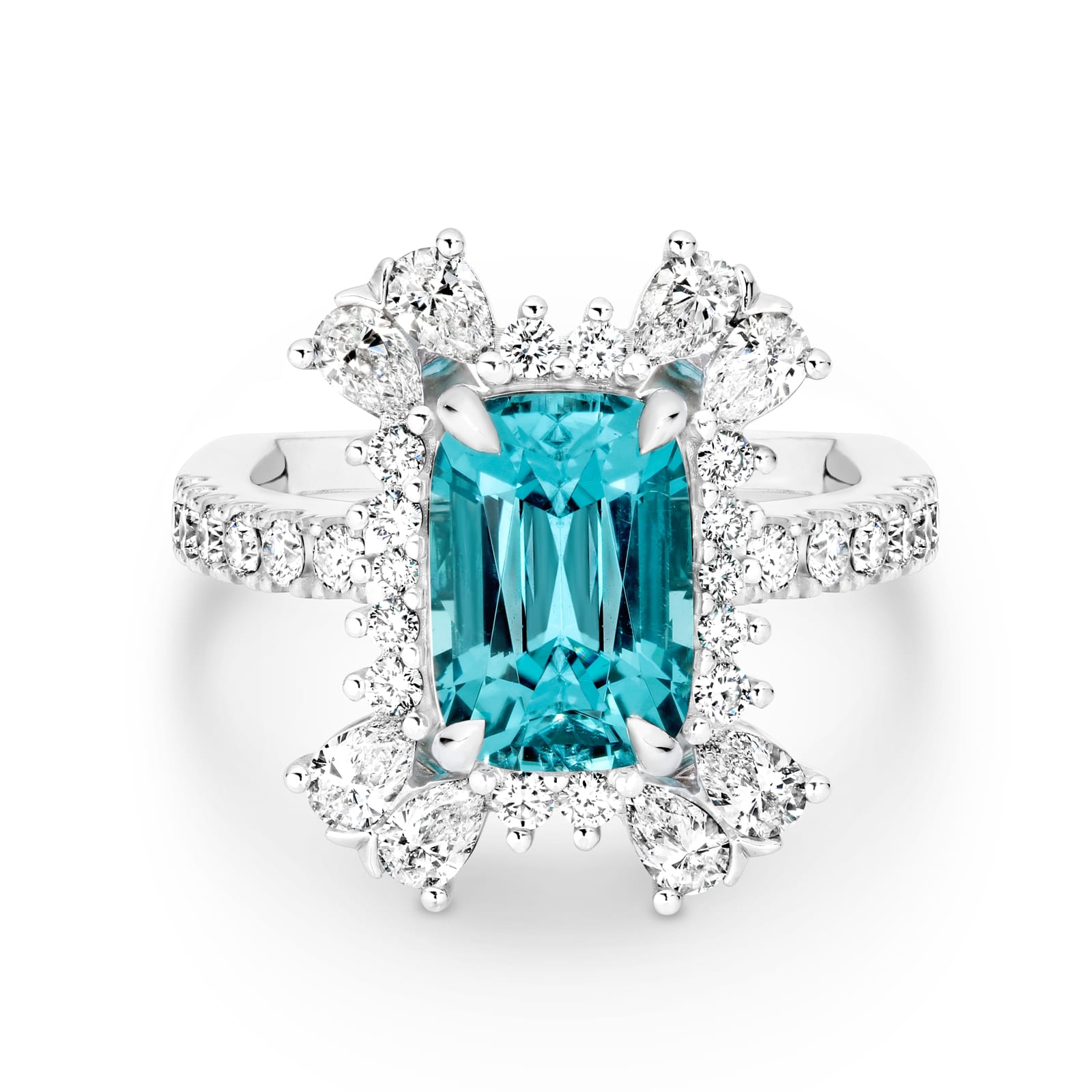 Isla 3.46ct Radiant Cut Neon Indigo Tourmaline Ring part of The Beyond Luxury Collection by LeGassick.