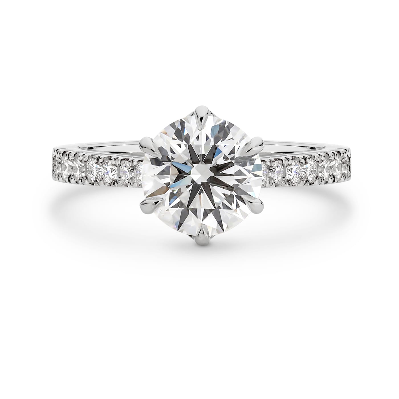 Milena features a 2.01 carat round brilliant cut white diamond at her centre. She is supported with a total of 14 round brilliant cut diamonds down her shoulders. She was designed and handcrafted by LeGassick's Master Jewellers, Gold Coast, Australia.