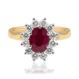 1.30 Carat Oval Natural Burmese Ruby & Diamond Cluster Ring from LeGassick Jewellery.