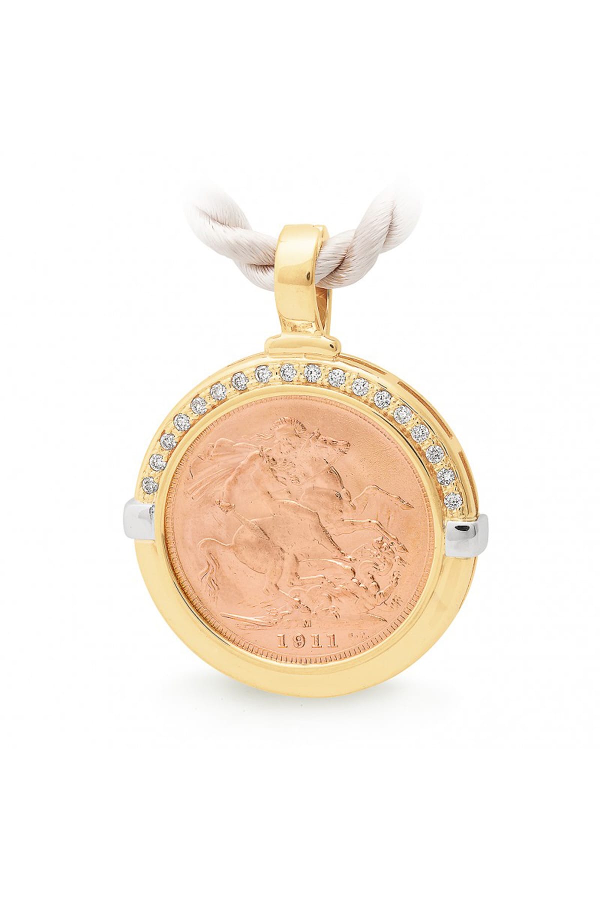 9ct Yellow Gold Sovereign Coin And Diamond Pendant from LeGassick