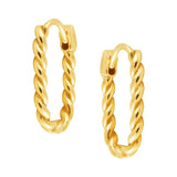 Rectangle Shaped Twisted Gold Huggie Earrings from LeGassick Jewellery Gold Coast.