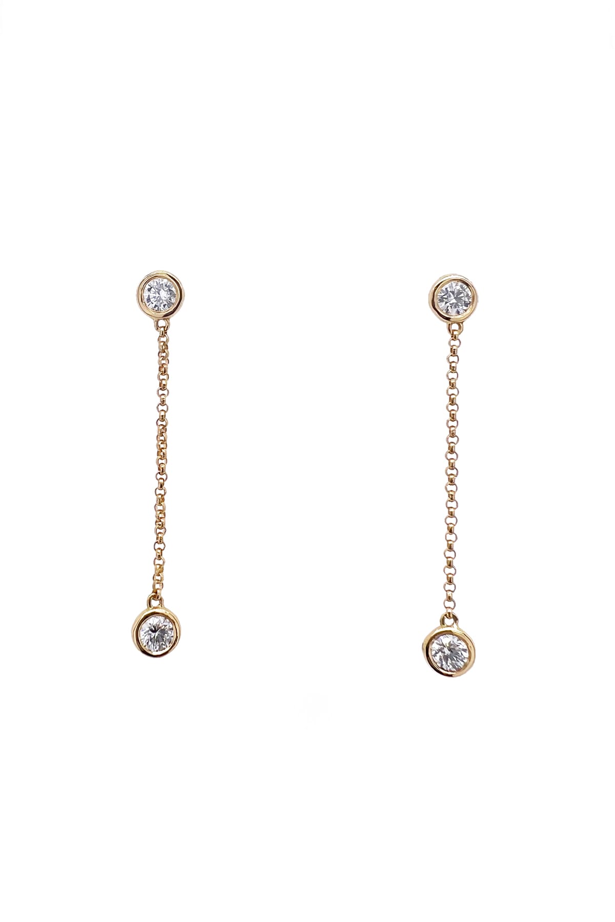 Diamond Long Chain Drop Earrings In Gold – LeGassick Fine Jewellery