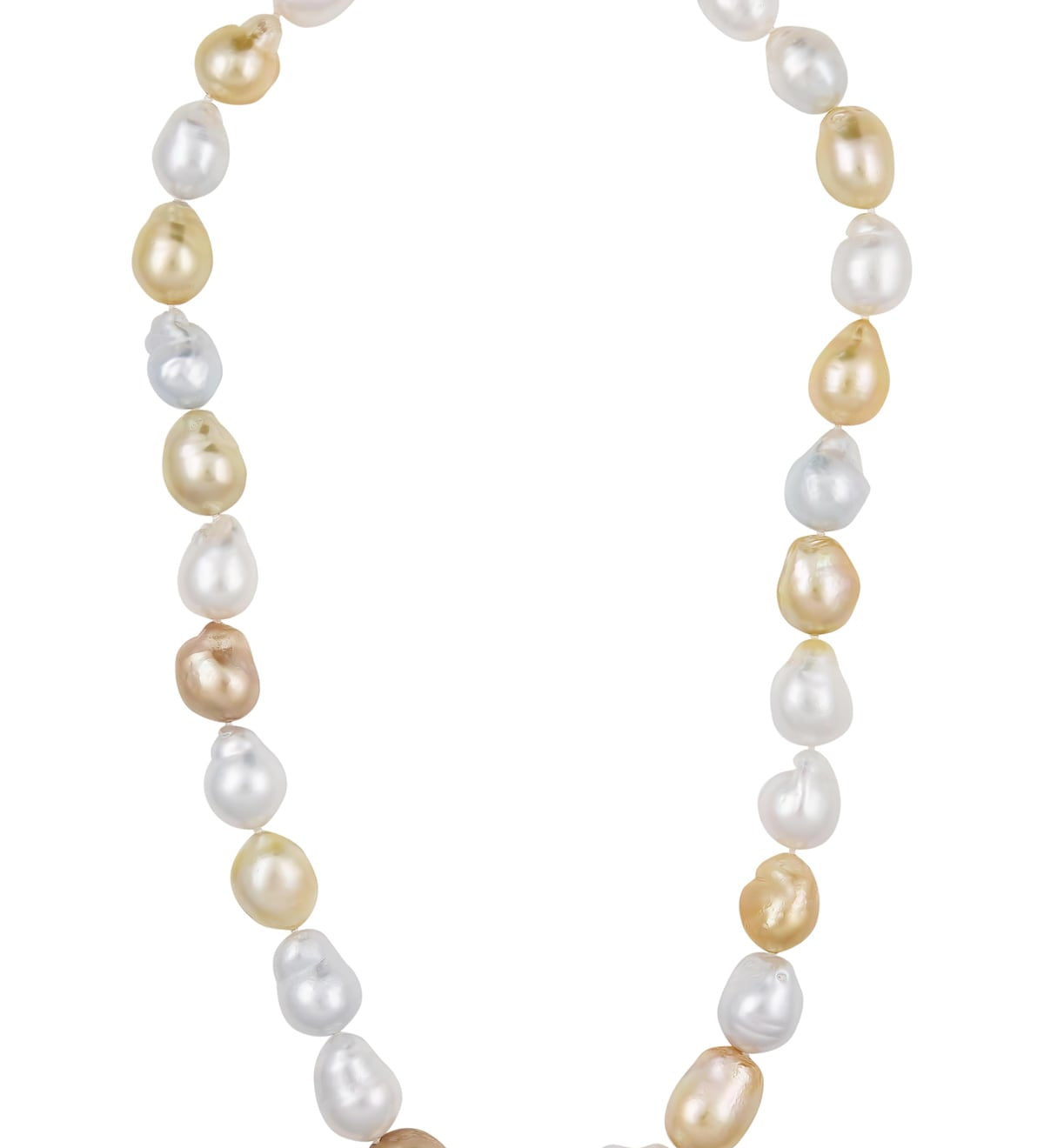 11-14mm High Lustre Multi-Colour South Sea Pearl Strand with 18ct Yellow Gold Baroque Clasp available from LeGassick Fine Jewellery, Gold Coast, Australia. Showrooms at Pacific Fair and Runaway Bay Centre.