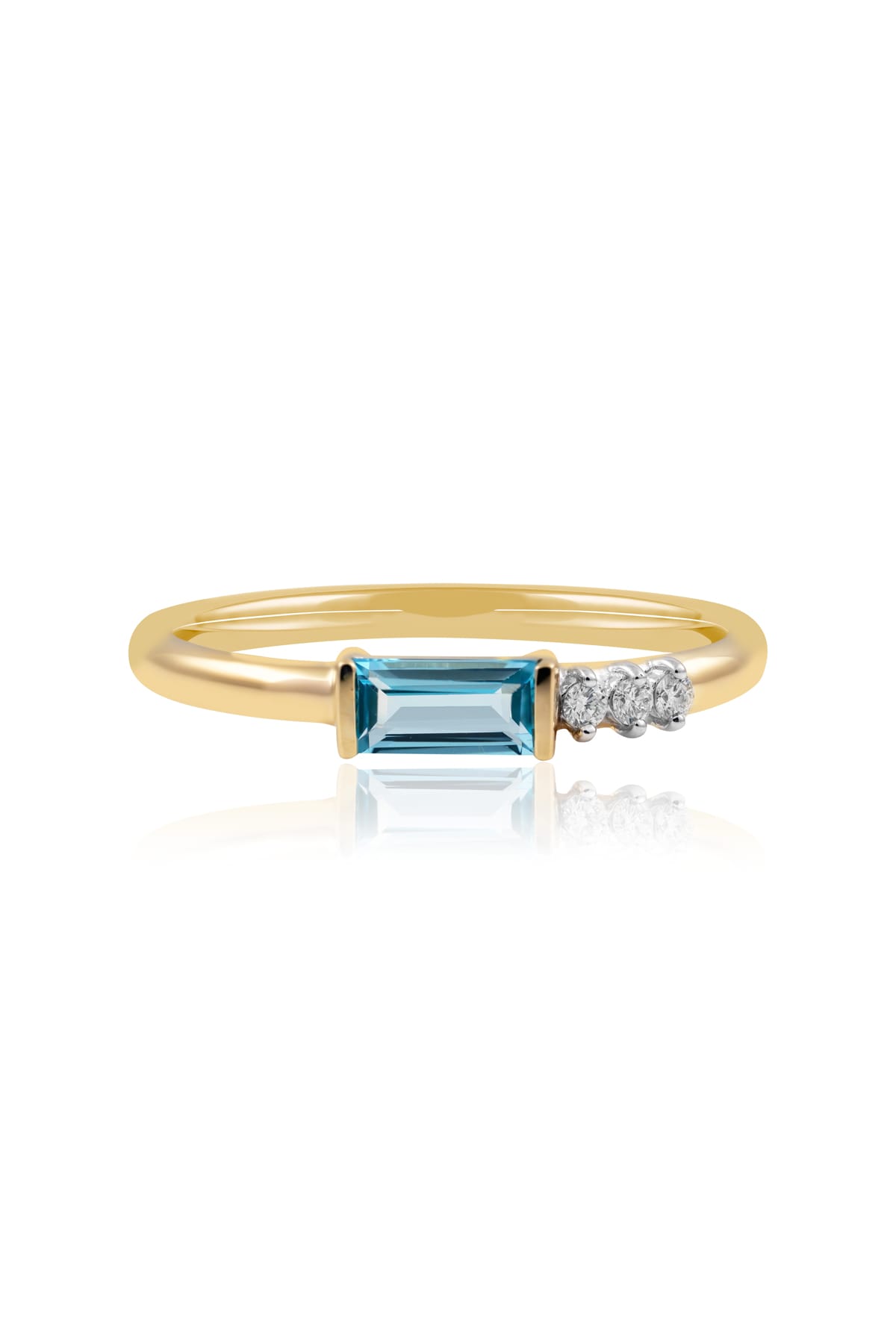 0.50ct Baguette Cut Blue Topaz And Diamond Ring from LeGassick.