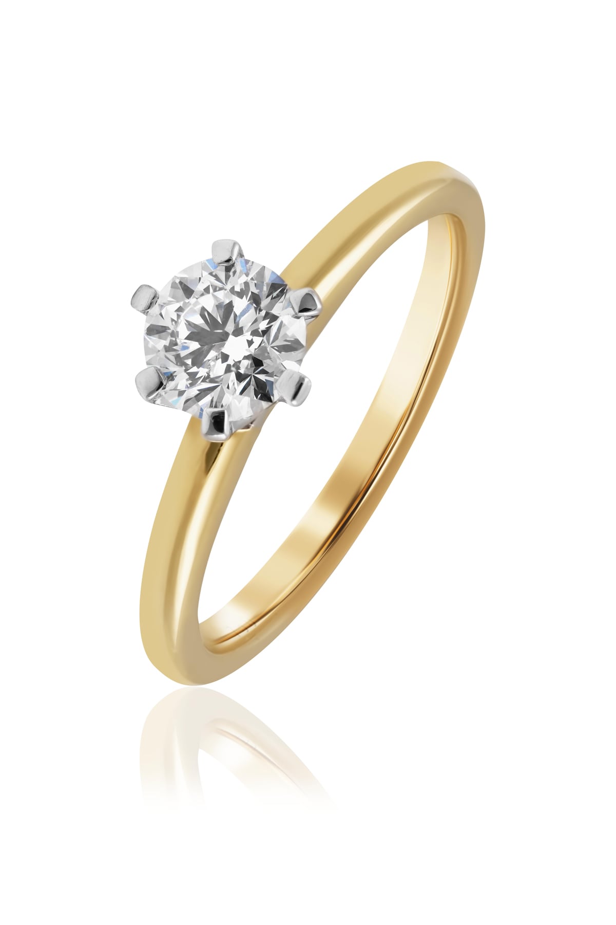 0.70 Carat F-SI3 6 Claw Diamond Solitaire Engagement Ring In 18ct Yellow & White Gold available from LeGassick Jewellery, Gold Coast, Australia. Showrooms at Pacific Fair and Runaway Bay Centre.