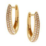 Diamond Set Oval Pave Style Huggie Earrings In Yellow Gold from LeGassick Jewellery.