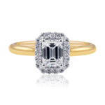 0.80 Carat Emerald Cut Diamond Halo Engagement Ring from LeGassick Jewellery, Gold Coast, Australia.