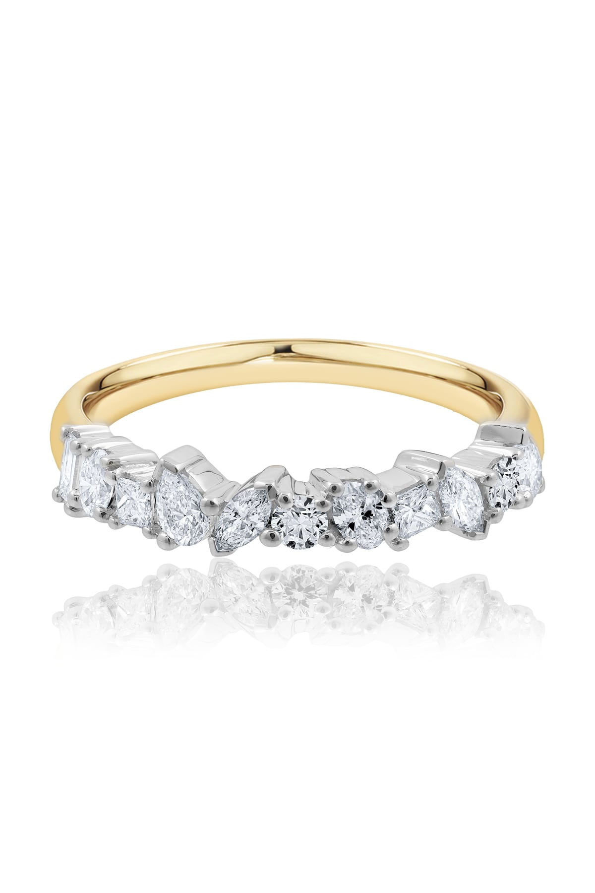 Mixed Fancy Cut Diamond Wedding Ring in Yellow & White Gold from LeGassick