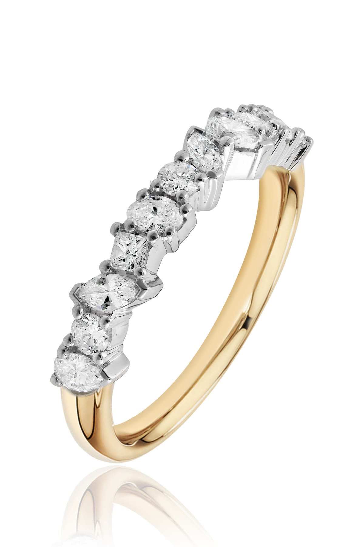 Mixed Fancy Cut Diamond Wedding Ring in Yellow & White Gold from LeGassick