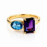 Amethyst & London Blue Topaz Dress Ring in 9ct Yellow Gold