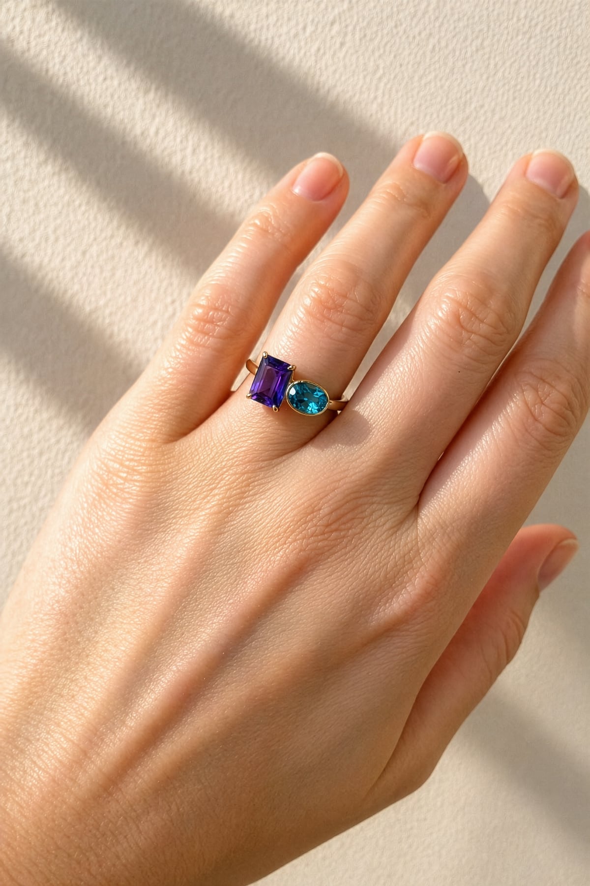 Amethyst & London Blue Topaz Dress Ring in 9ct Yellow Gold