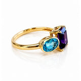 Amethyst & London Blue Topaz Dress Ring in 9ct Yellow Gold